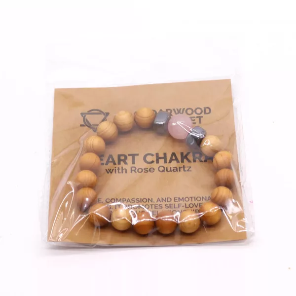 Cedarwood Heart Chakra Bangle with Rose Quartz - Image 4