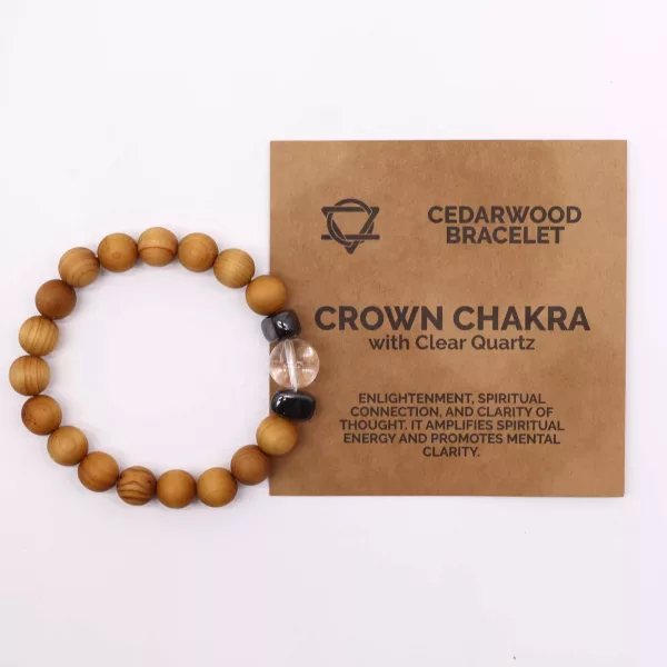 Cedarwood Crown Chakra Bangle with Clear Quartz - Image 2
