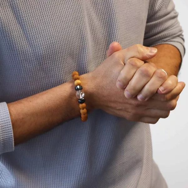 Cedarwood Crown Chakra Bangle with Clear Quartz - Image 3