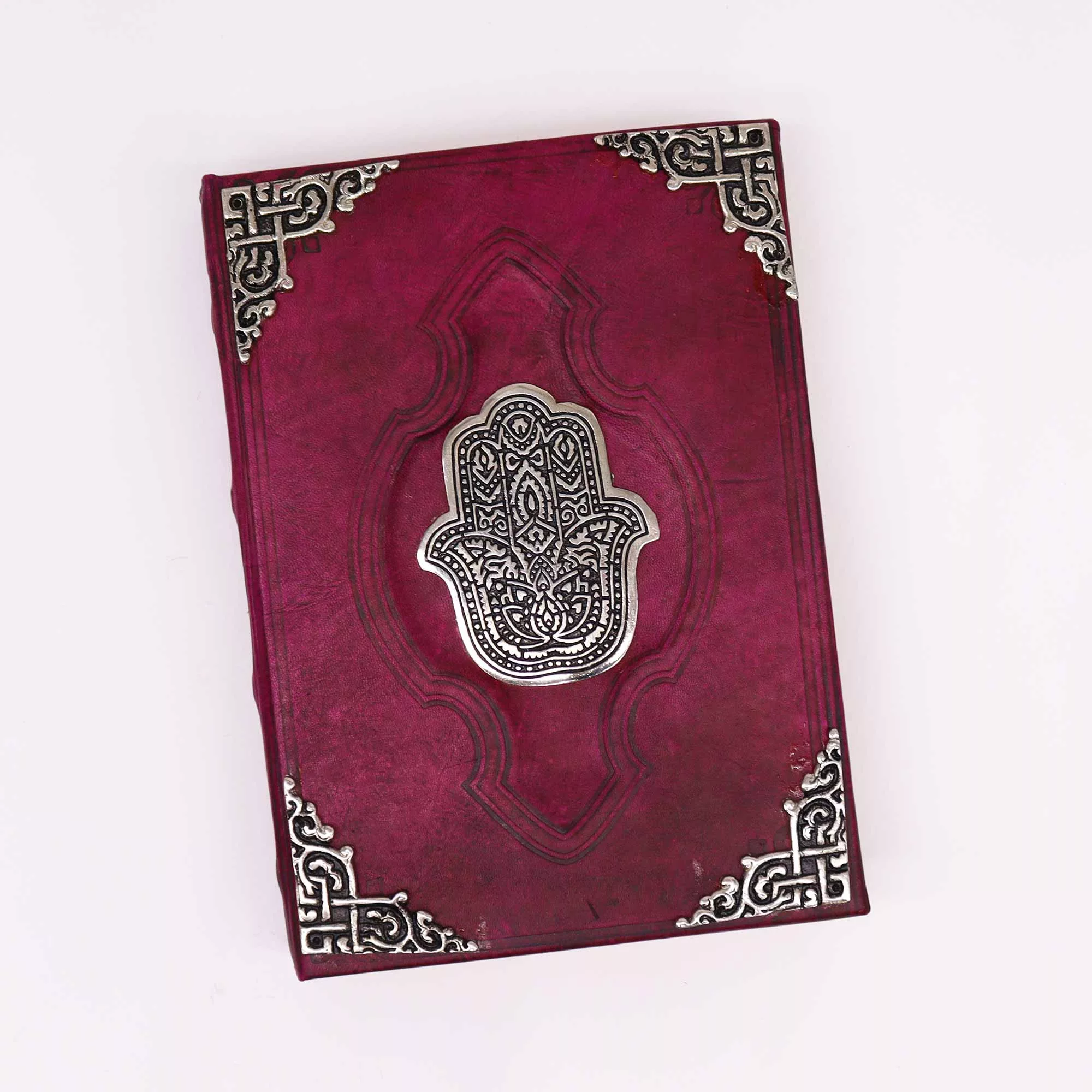 Heafty Red Tan Book - Zinc Hamsa Decor - 200 Deckle Edges Pages - 26x18cm - Image 2