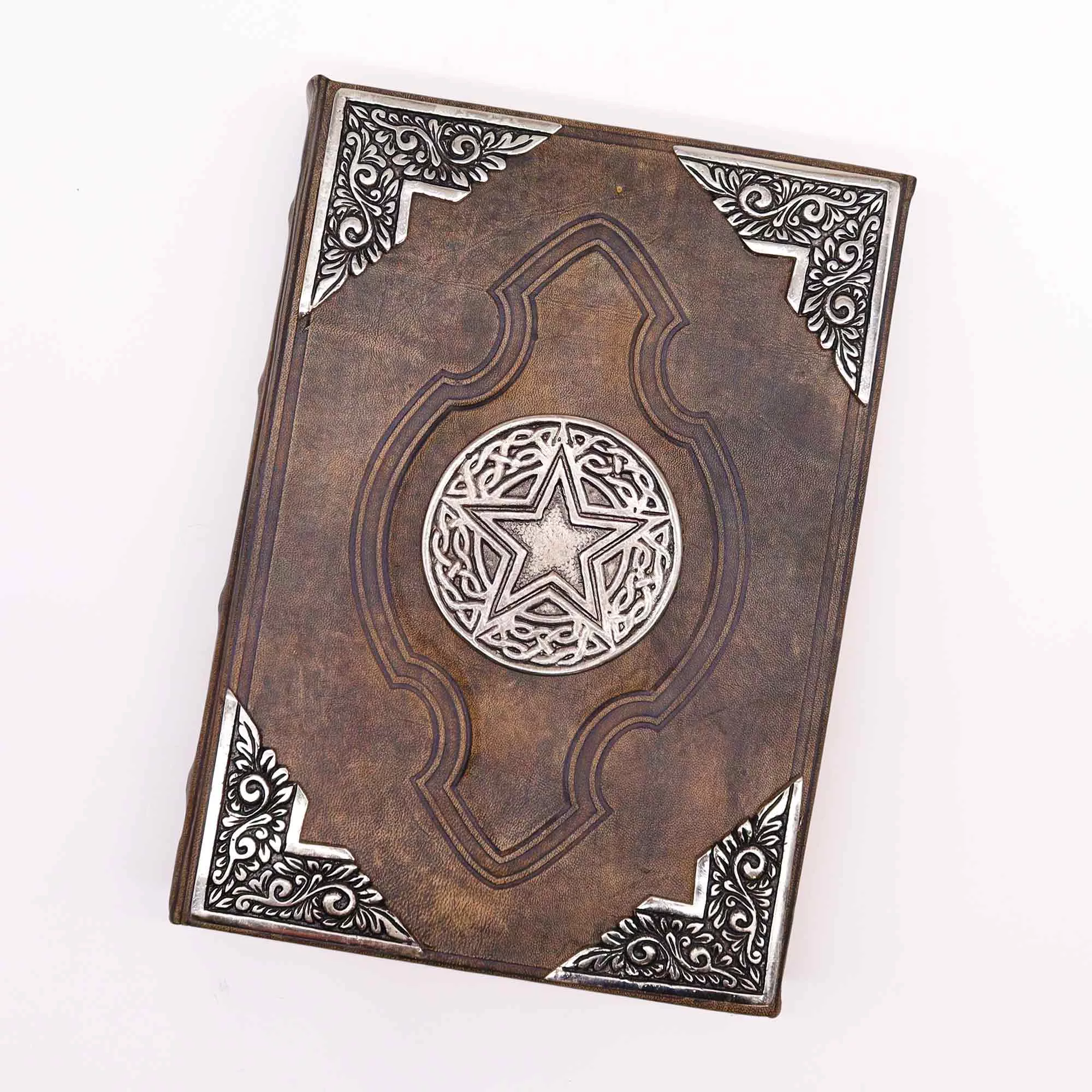 Heafty Brown Tan Book - Zinc Pentagon Decor - 200 Deckle Edges Pages - 26x18cm - Image 2