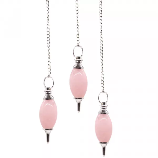 Lingam Shaped Gemstone Pendulum - Rose Quartz
