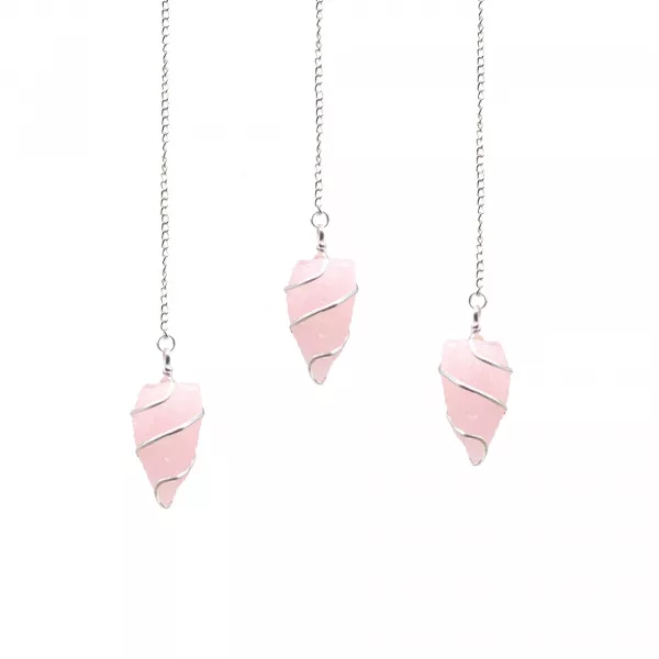 Raw Gemstone Pendulum - Rose Quartz