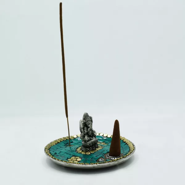 Ganesh Plate Tibetan Decor Cone & Stick Holder - Image 2