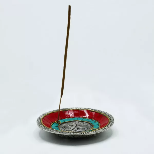 Om Plate Tibetan Decor Cone & Stick Holder - Image 2