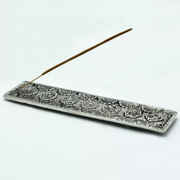Polished Aluminium Chakra Long Incense Holder 23cm - Image 2