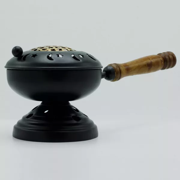 Large Iron Censer on Stand Incense Burner - Gold detail - Image 4