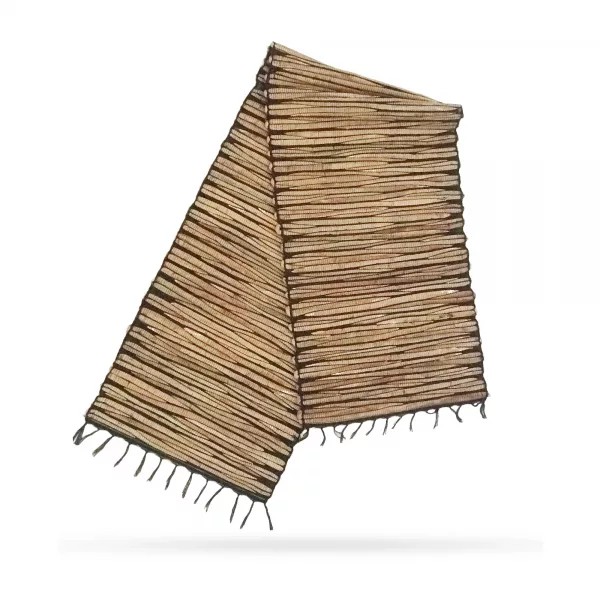 Water Hyacinth Natural Table Runner - Black Tiger with Fringe - 150cm - Image 2