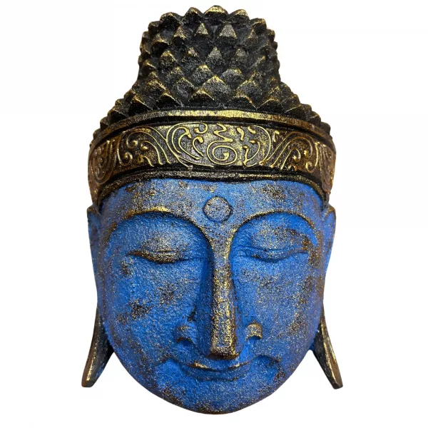 Home Decoration Buddha Head - 25cm - Blue Shine Finish - Image 2