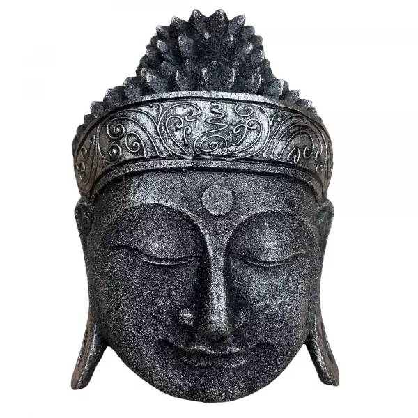 Home Decoration Buddha Head - 25cm - Silver Shine Finish - Image 2
