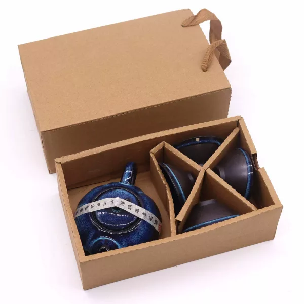 Herbal Blues Teapot Set - Pot & Four Cups - Image 3