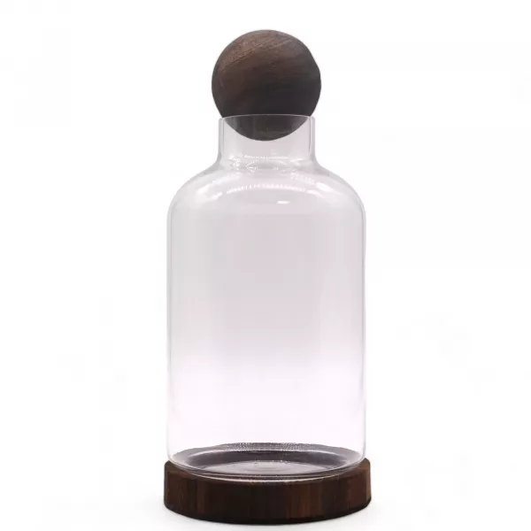 Large Ball Top Terrarium on Dark Tung Wood - Image 4