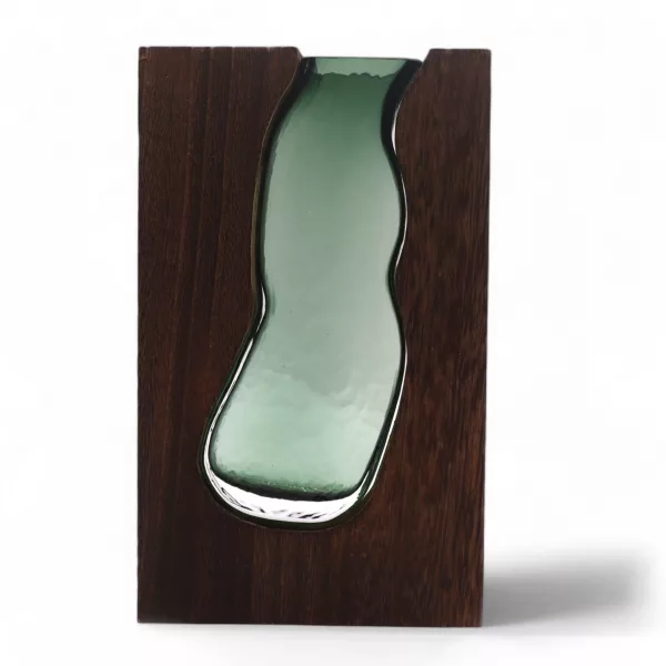 Glass Vase/Terrarium inside Dark Tung Wood - Image 2