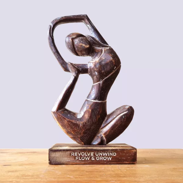 Wooden Yoga Lady - Antique - Revolved Pose - \"Revolve Unwind - Flow & Grow\" - Image 2