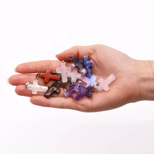 Gemstone Crosses Pendants (12 assorted) 25x18mm - Image 2