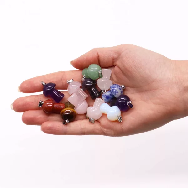 Gemstone Mushrooms Pendants (12 assorted) 20x15mm - Image 2