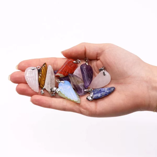 Gemstone Angel Wings Pendants (12 assorted) 28x15mm - Image 2