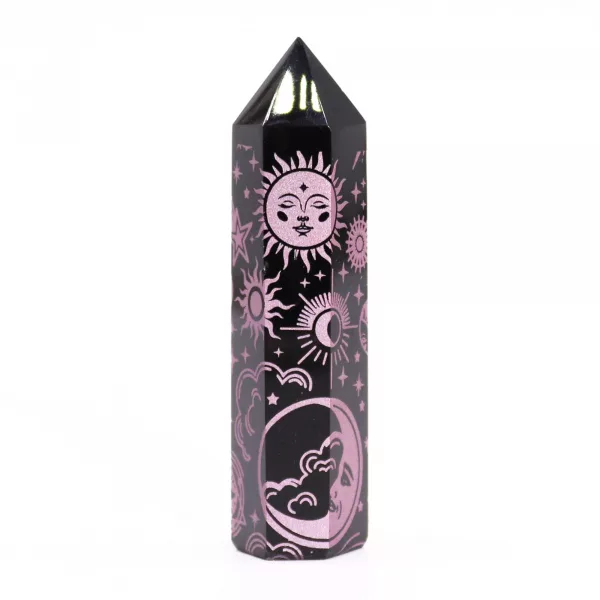 Black Obsidian Point - Mystic Story - Rose Pink