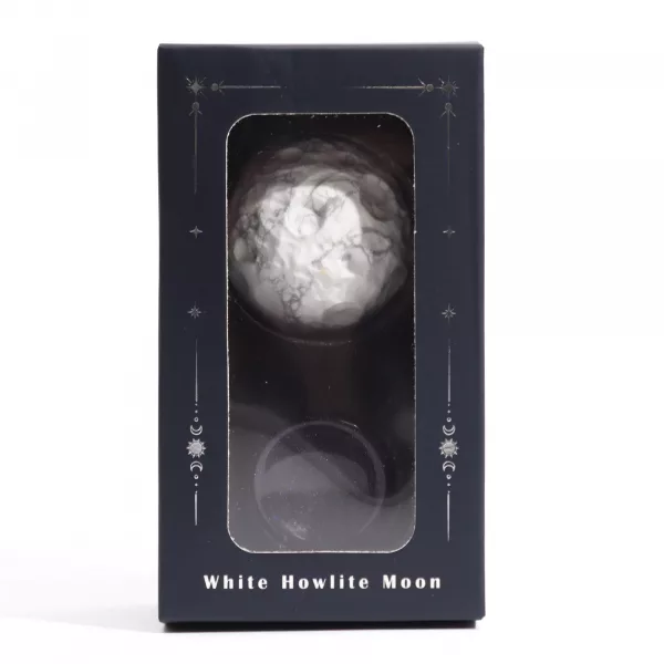 White Howlite Planet on a Sola Goldstone Stand (MOON) - Image 4