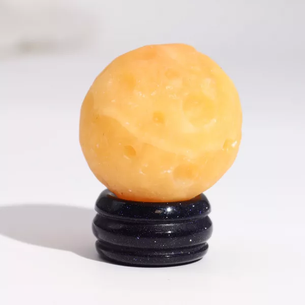 Yellow Jade Planet on a Sola Goldstone Stand (SATURN) - Image 3