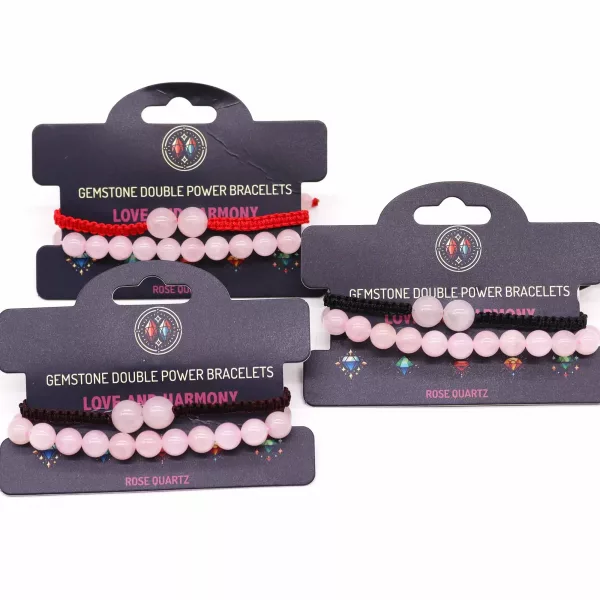 Gemstone Double Power Bracelets- Rose Quartz - Image 2