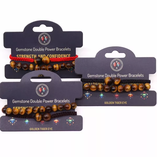 Gemstone Double Power Bracelets- Tiger Eye - Image 2