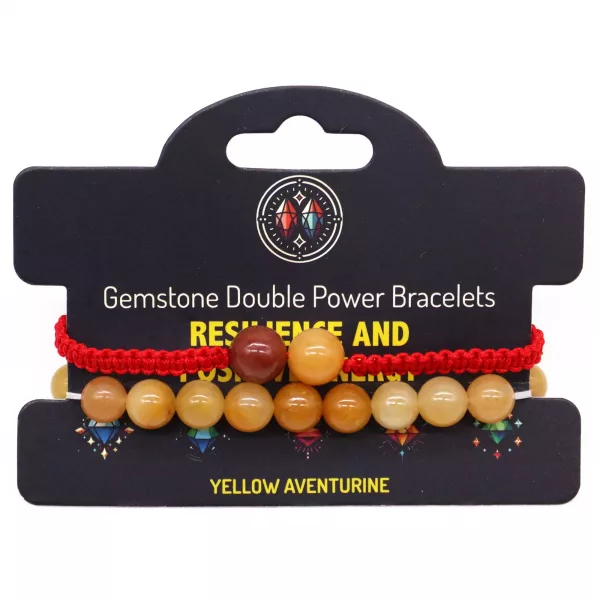 Gemstone Double Power Bracelets- Yellow Aventurine