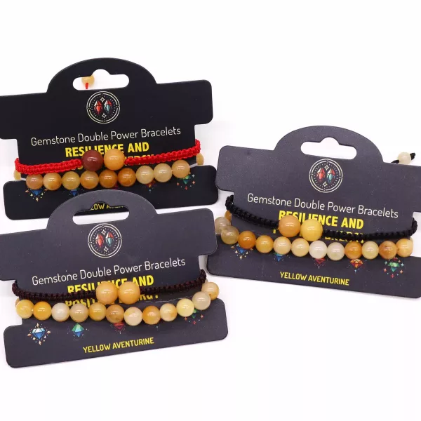 Gemstone Double Power Bracelets- Yellow Aventurine - Image 2