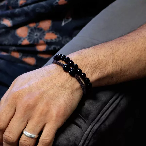 Gemstone Double Power Bracelets- Black Agate - Image 3