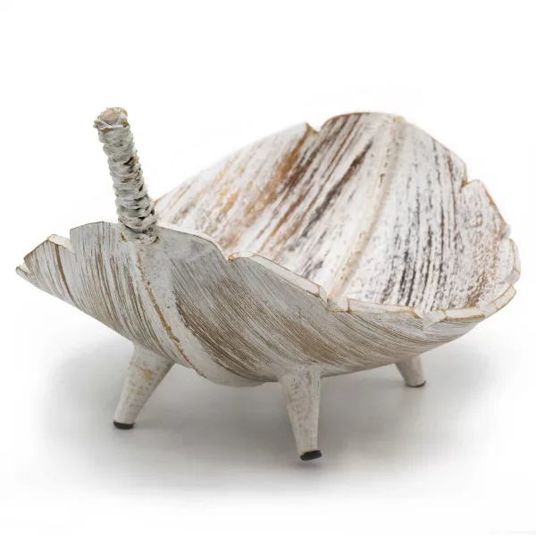 Coconut Leaf Large Fruit Bowl - Whitewash - Image 2