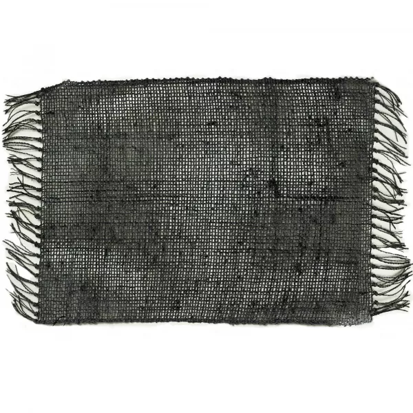 Seagrass Fringe Natural Placemat - Charcoal - Image 2
