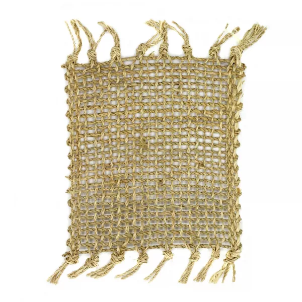 Set of 4 Seagrass Fringe Natural Coasters - Natural - Image 2