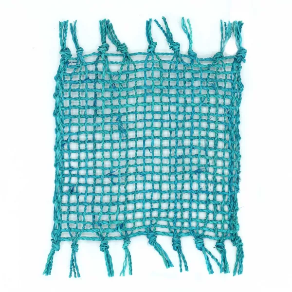 Set of 4 Seagrass Fringe Natural Coasters - Turquoise - Image 2