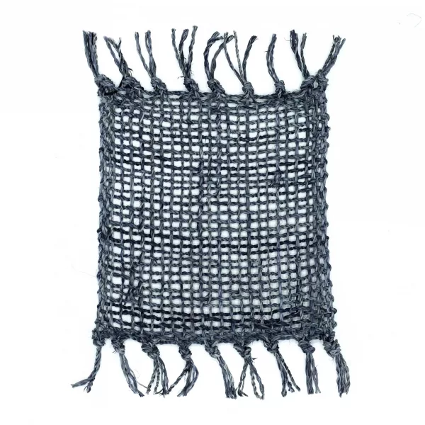 Set of 4 Seagrass Fringe Natural Coasters - Charcoal - Image 2