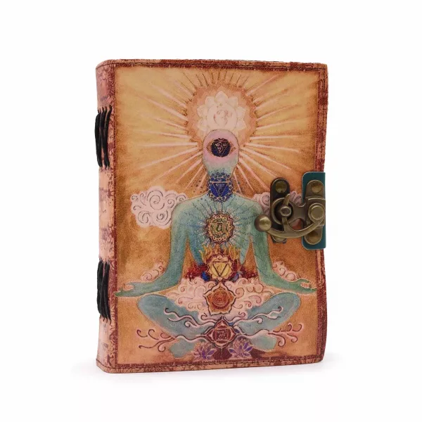 Leather \"Buddha Seven Chakra\" Deckle-edge Notebook