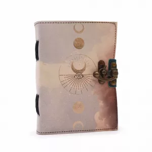 Leather \"Moon Phases\" Deckle-edge Notebook