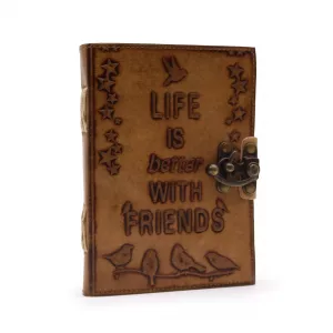 Leather Journel - Plain Paper - Life is Better with Friends
