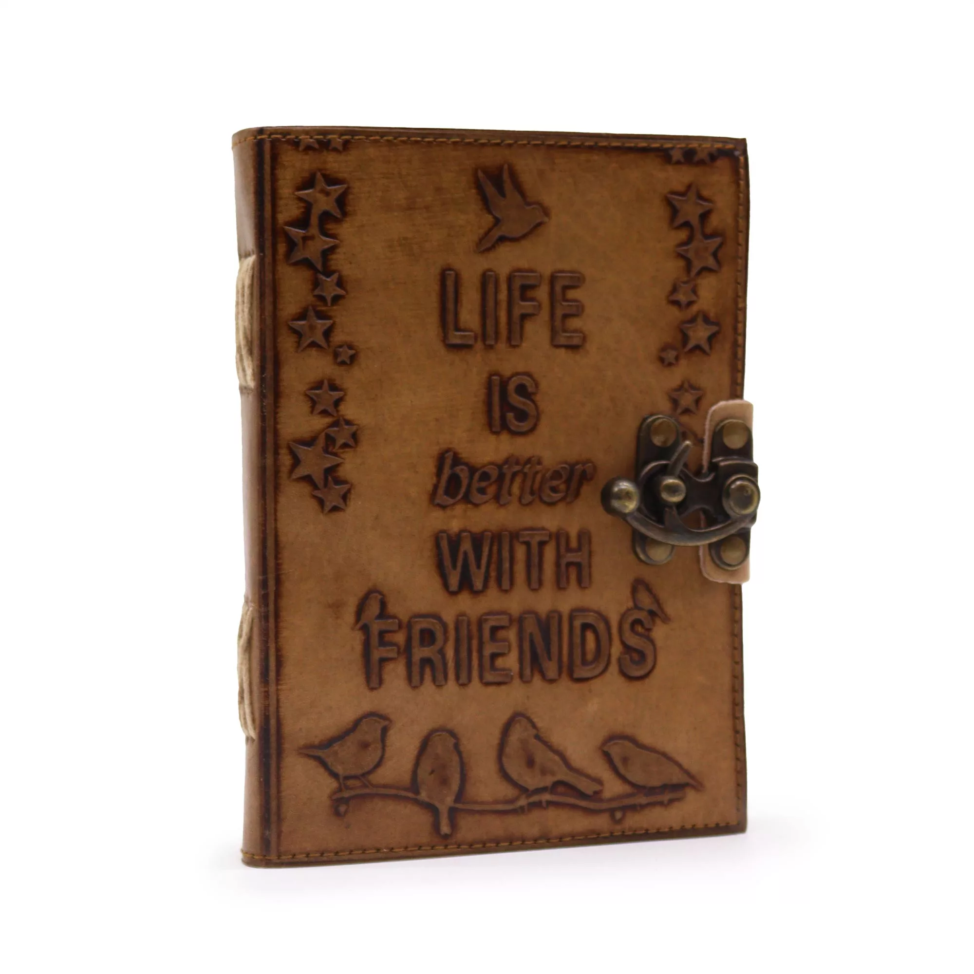 Leather Journel - Plain Paper - Life is Better with Friends