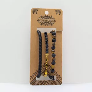 Mens Premium Bracelet Sets –  Black & Tans (asst)