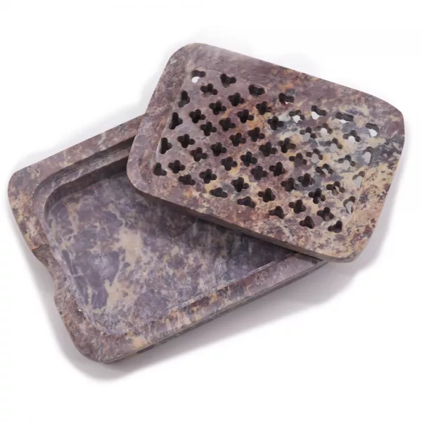 Soapstone Soap Dish & Drainer 11x8cm- Classic Square - Image 3
