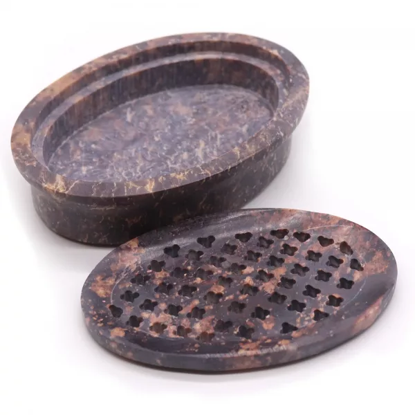 Soapstone Soap Dish & Drainer 11x8cm- Classic Oval - Image 4