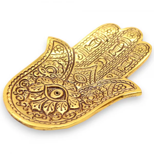 Gold Aluminium  Small Hamsa Incense Holder - Image 3