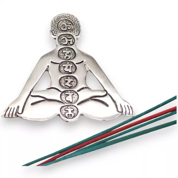 Polished Aluminum Seven Chakra Yoga Incense Holder - Image 4