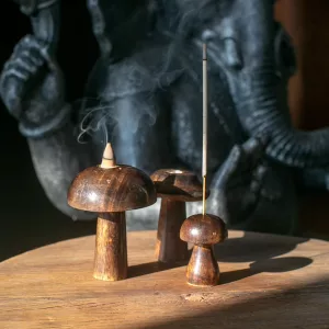 Set of 3 Mini Incense Mushrooms (8cm 7cm 6.5cm)