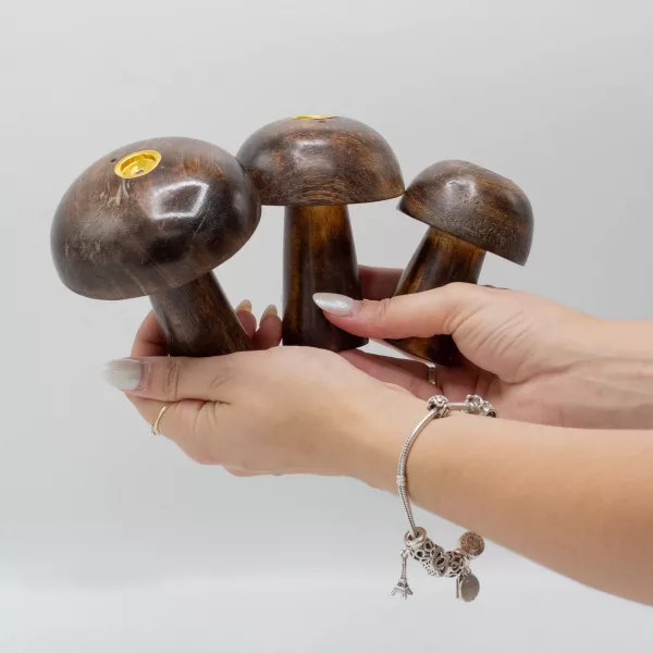Set of 3 Incense Cone Mushrooms ((10cm 9cm 8cm) - Image 4