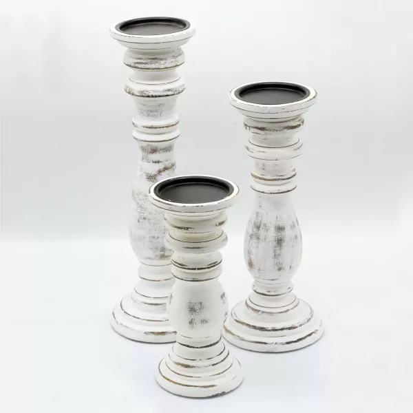 Classic Candle Stand - Whitewash - Large - Image 2