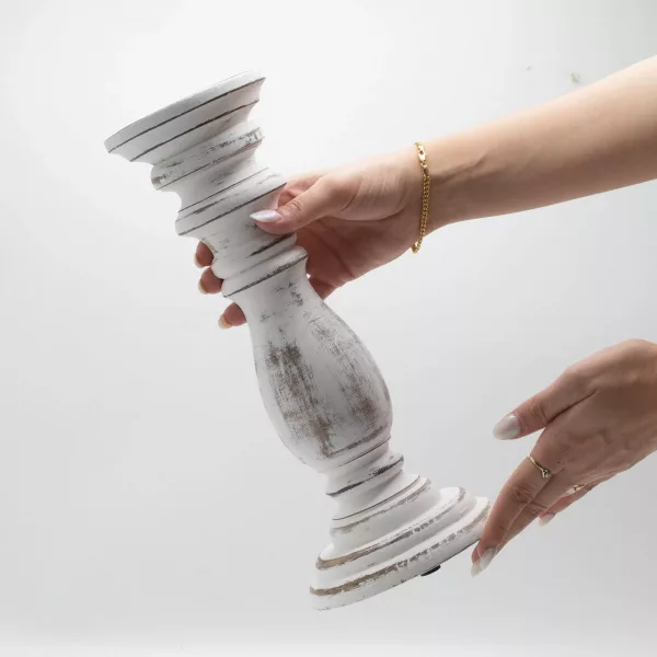Classic Candle Stand - Whitewash - Medium - Image 3