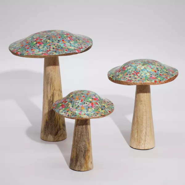 Small Wooden Mushroom - Mediterranean Tile Pattern - Image 2