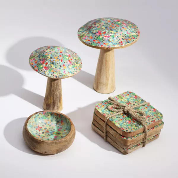 Small Wooden Mushroom - Mediterranean Tile Pattern - Image 3