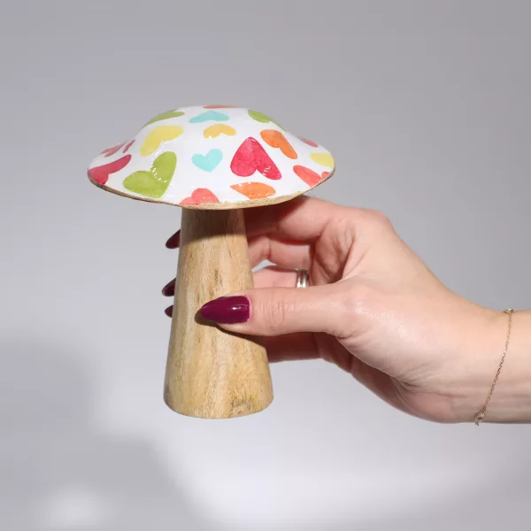 Small Wooden Mushroom - Mediterranean Tile Pattern - Image 4
